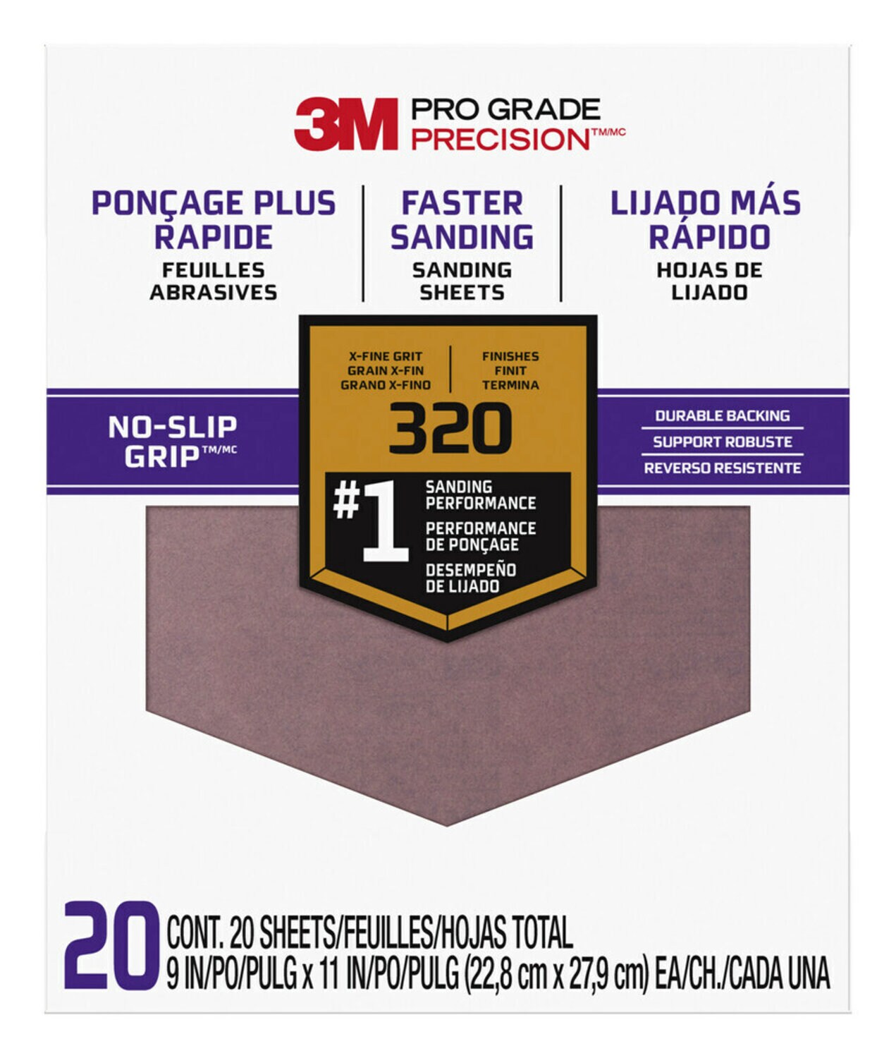 7100149062 - 3M Pro Grade Precision Faster Sanding Sanding Sheets 320 grit Extra
Fine, 27320TRI-20, 9 in x 11 in, 20/pk