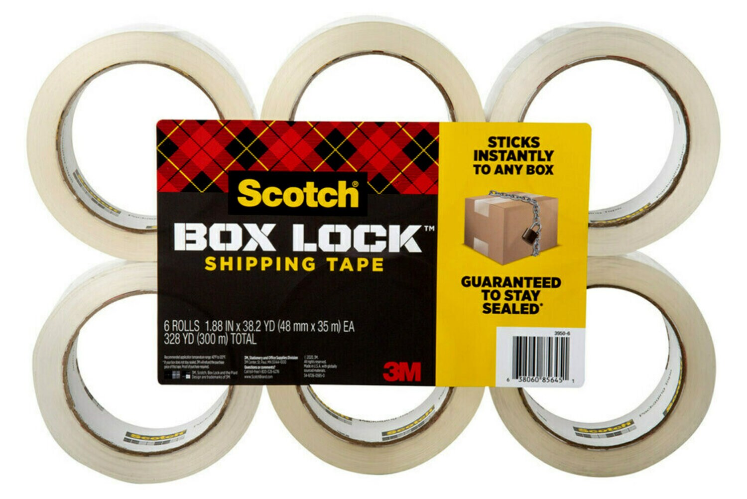 7100242420 - Scotch Shipping Packaging Tape 3950S-6, 1.88 in x 38.2 yd (48 mm x 35 m)
