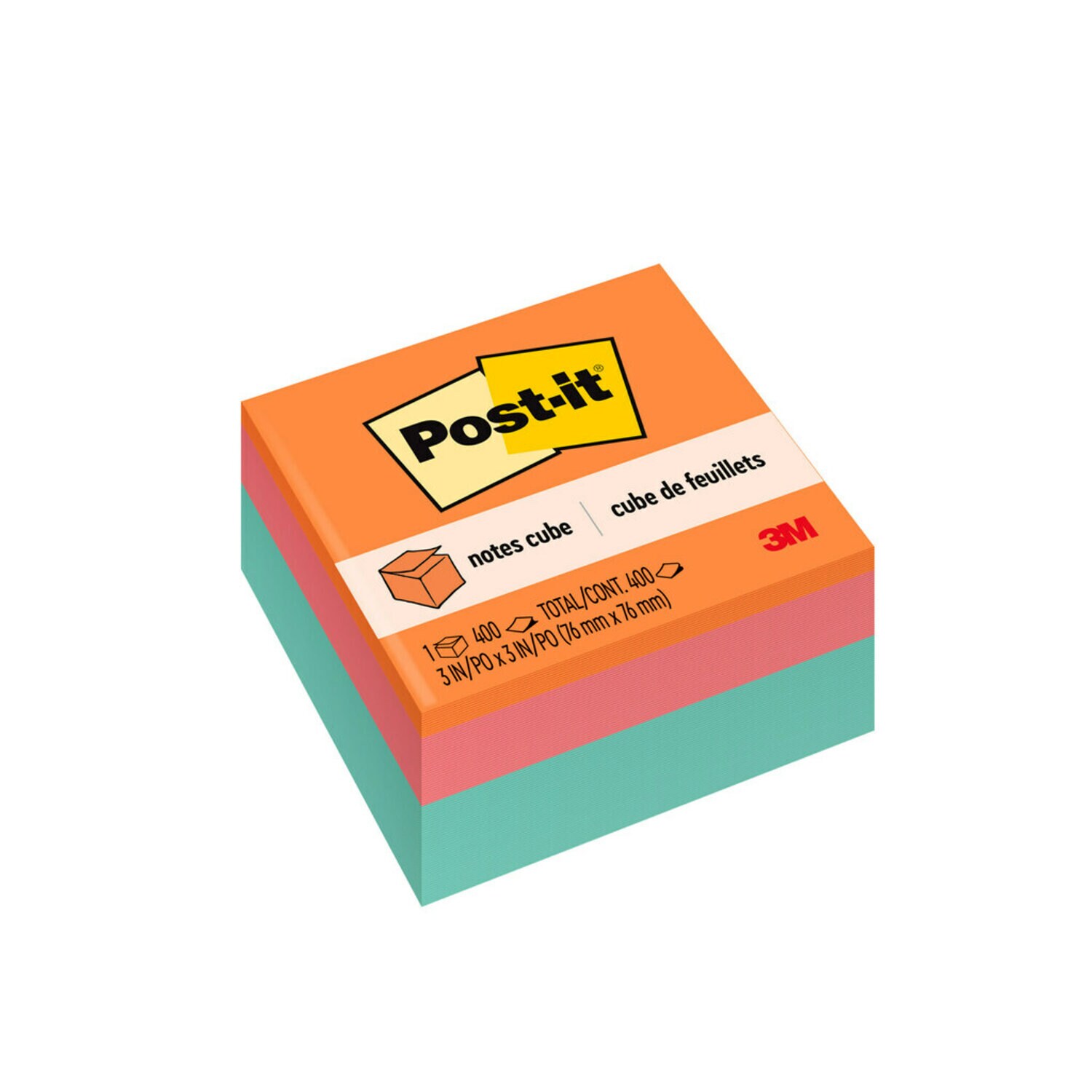 7100139966 - Post-it Cube 2056-FP, 3 in x 3 in 470 sheets, Aqua Wave