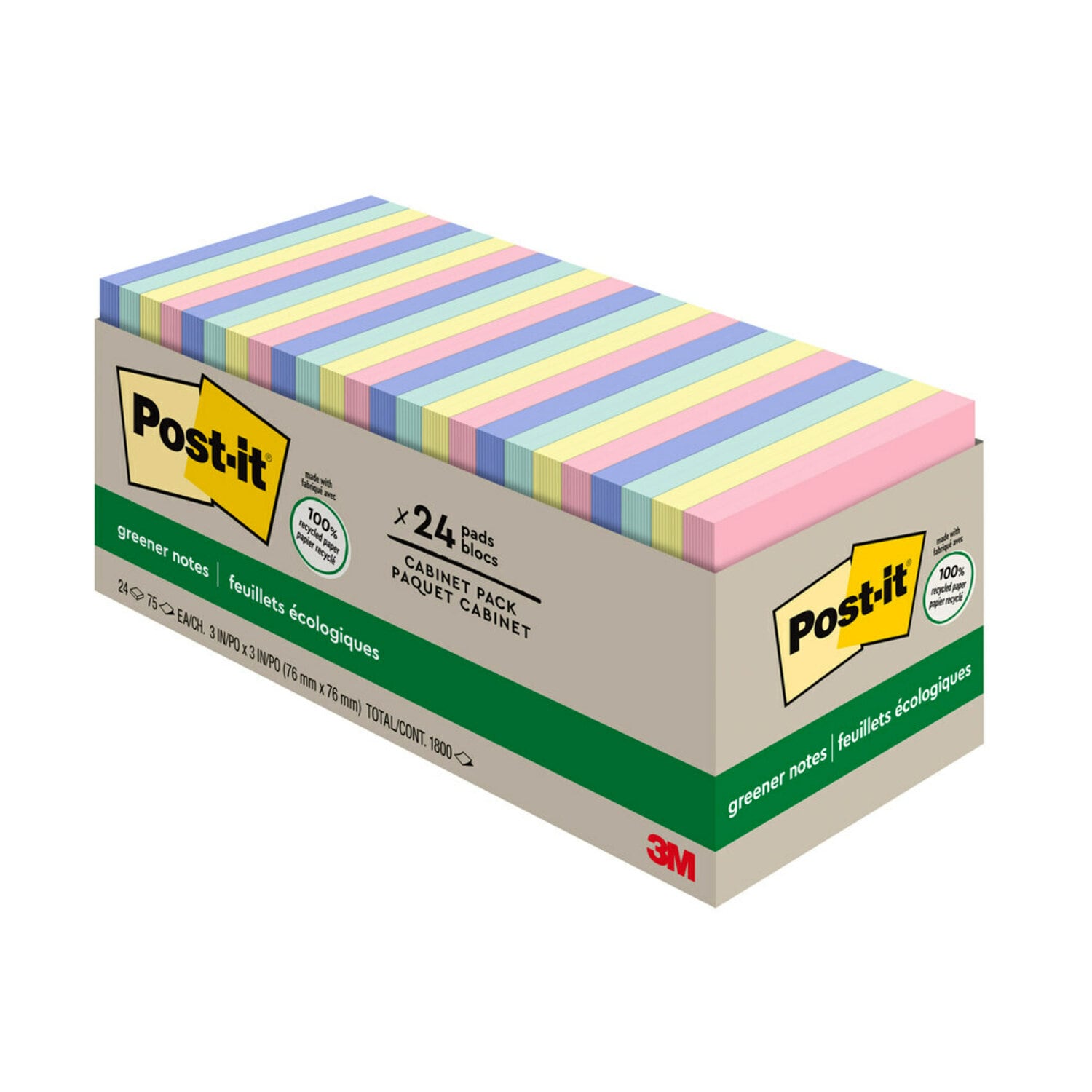 7100230237 - Post-it Notes 654R-24CP-AP, 3 in x 3 in (76 mm x 76 mm), Sweet Sprinkles Collection, Cabinet Pack