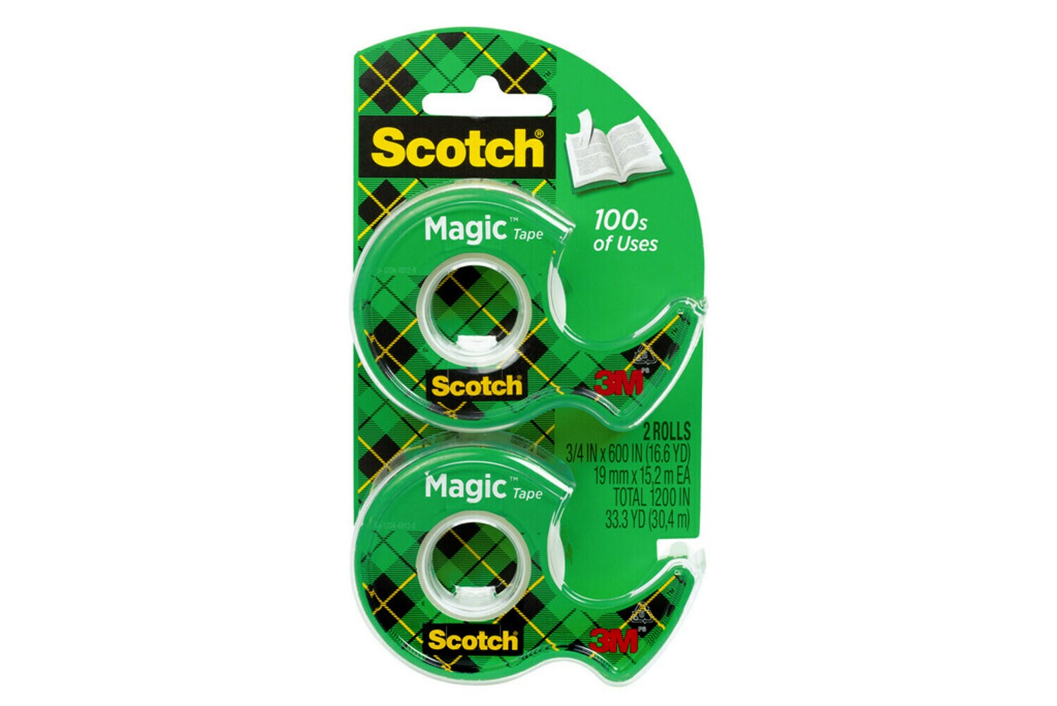7010369984 - Scotch Magic Tape 122DM-2, 3/4 in x 600 in 2 Pack