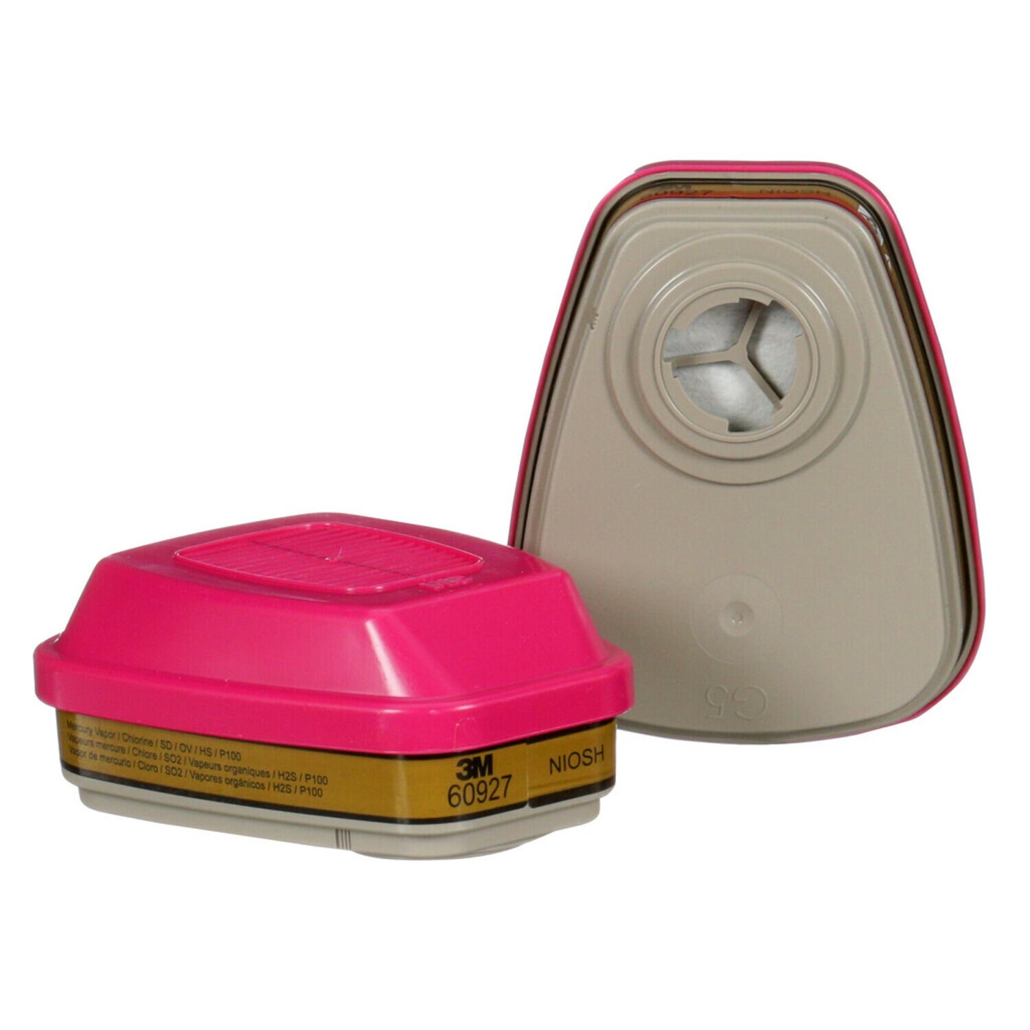 7100198708 - 3M Mercury Vapor/Organic Vapor/Acid Gas Cartridge/Filter 60927, P100, 60 EA/Case