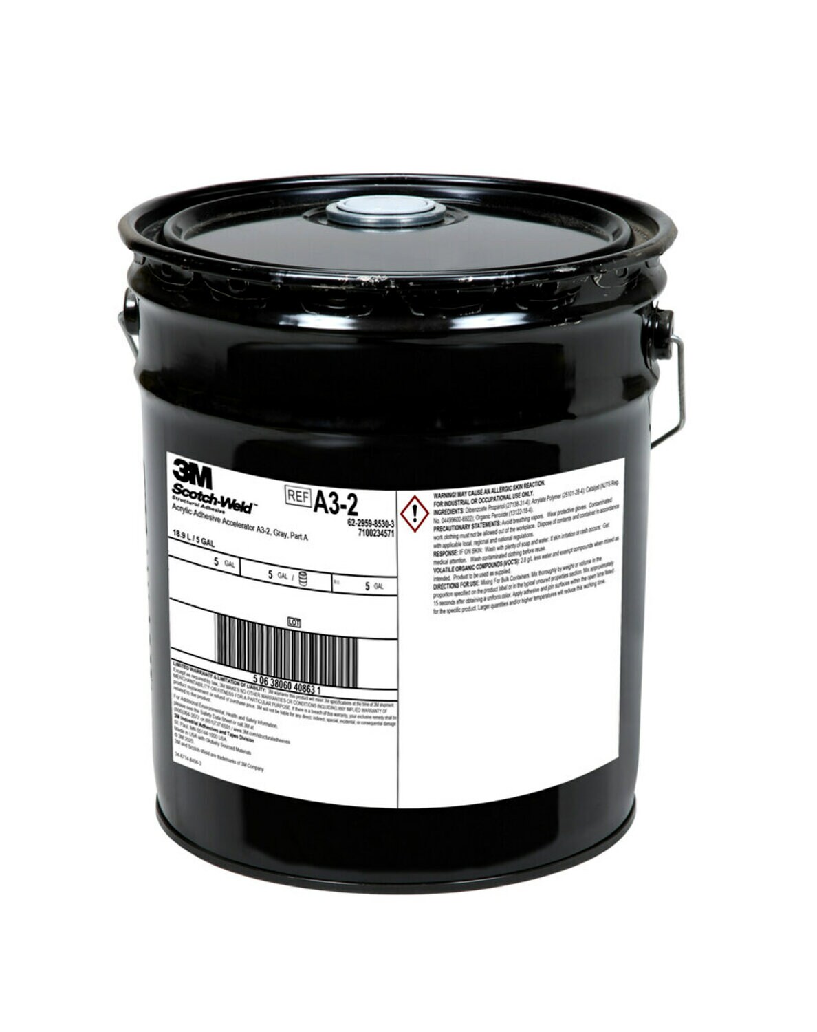 7100101506 - 3M Scotch-Weld Acrylic Adhesive Accelerator A3-2, Green, Part A, 5 Gallon (Pail), 1 Can/Drum