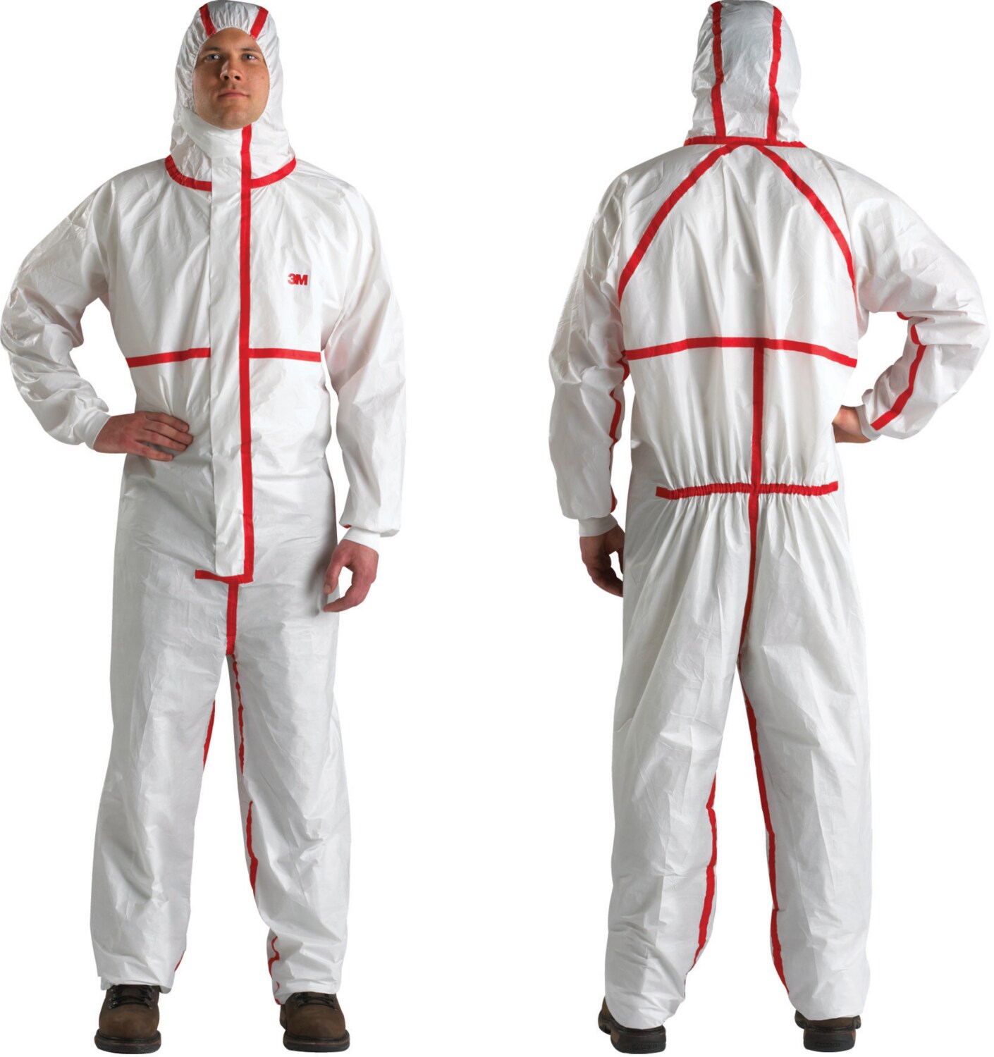 7100256062 - 3M Chemical Protective Coverall 4565, White + Red, Type 4/5/6, M, 20 Each/Case