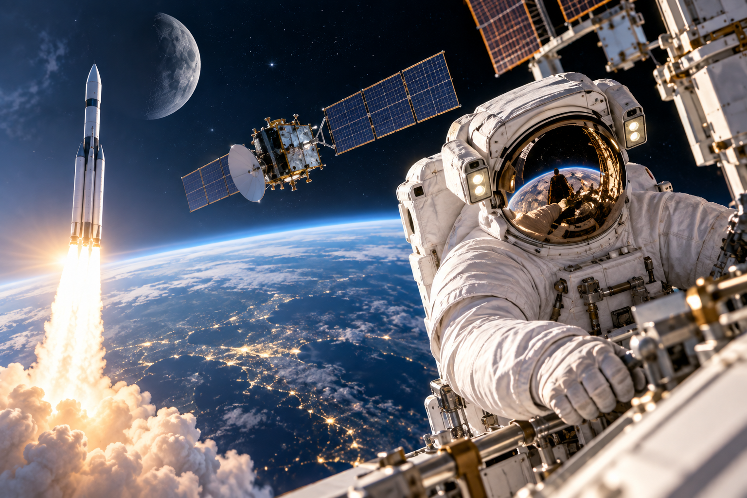 Rocket launching into space, representing Jaco Aerospace's role in space exploration
