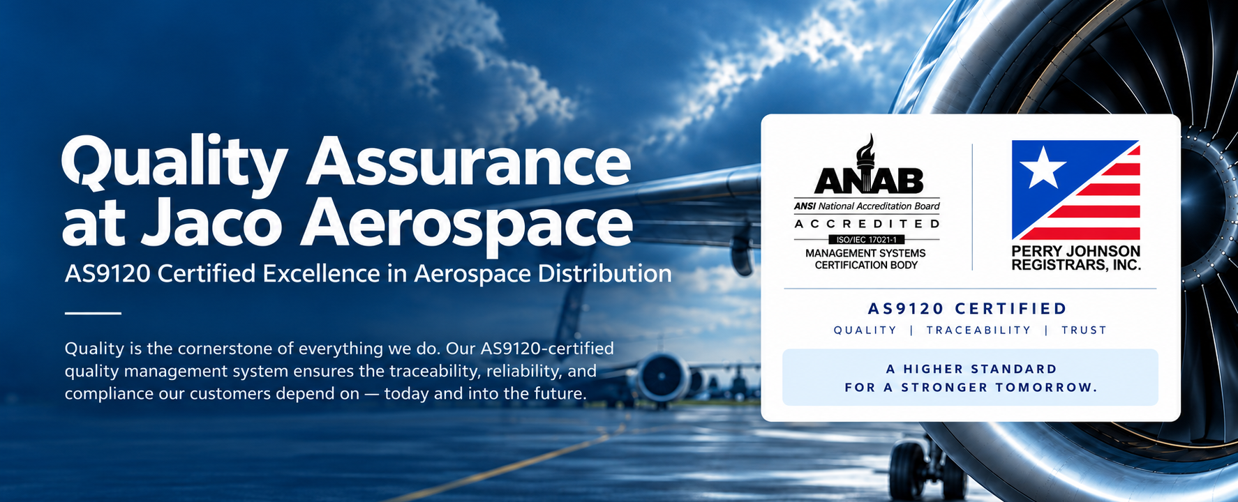 Jaco Aerospace quality assurance and certification banner