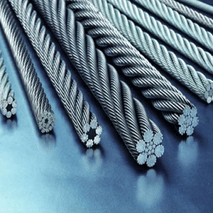 Close-up of various mil-spec wire rope and cordage strands