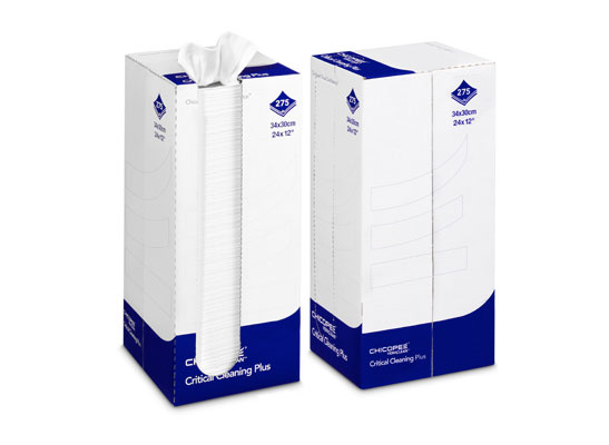 Chicopee Critical Cleaning Plus wipe dispensing boxes