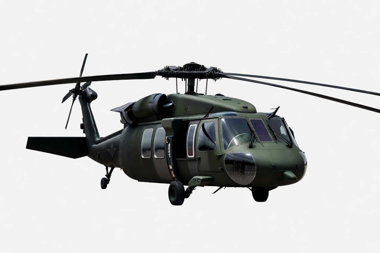Military helicopter in flight