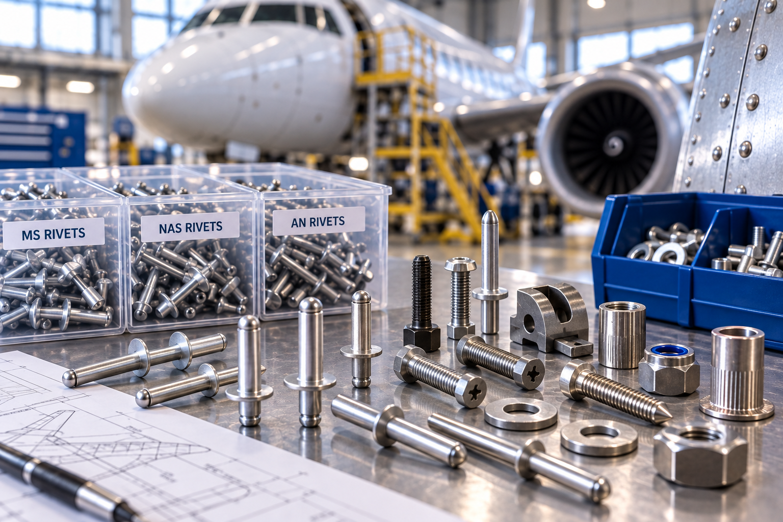 Assortment of certified aircraft fasteners