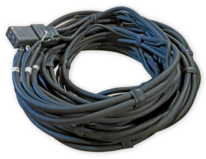 400Hz AC cable assembly coiled with multi-pin connector