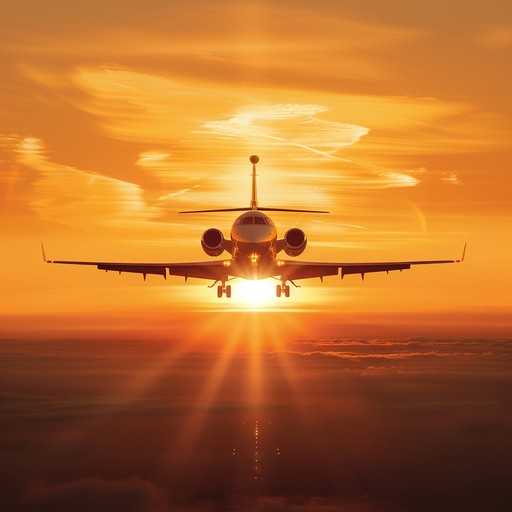 Commercial jet aircraft silhouetted against a brilliant sunset sky
