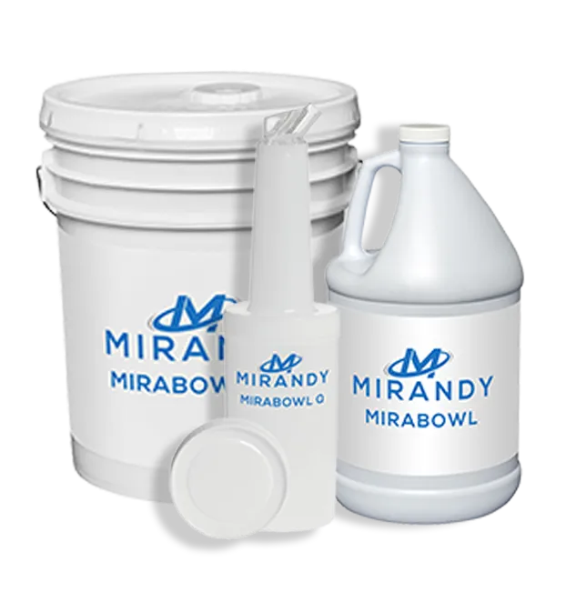 Mirandy Mirabowl aircraft disinfectant products — bucket, jug, and applicator